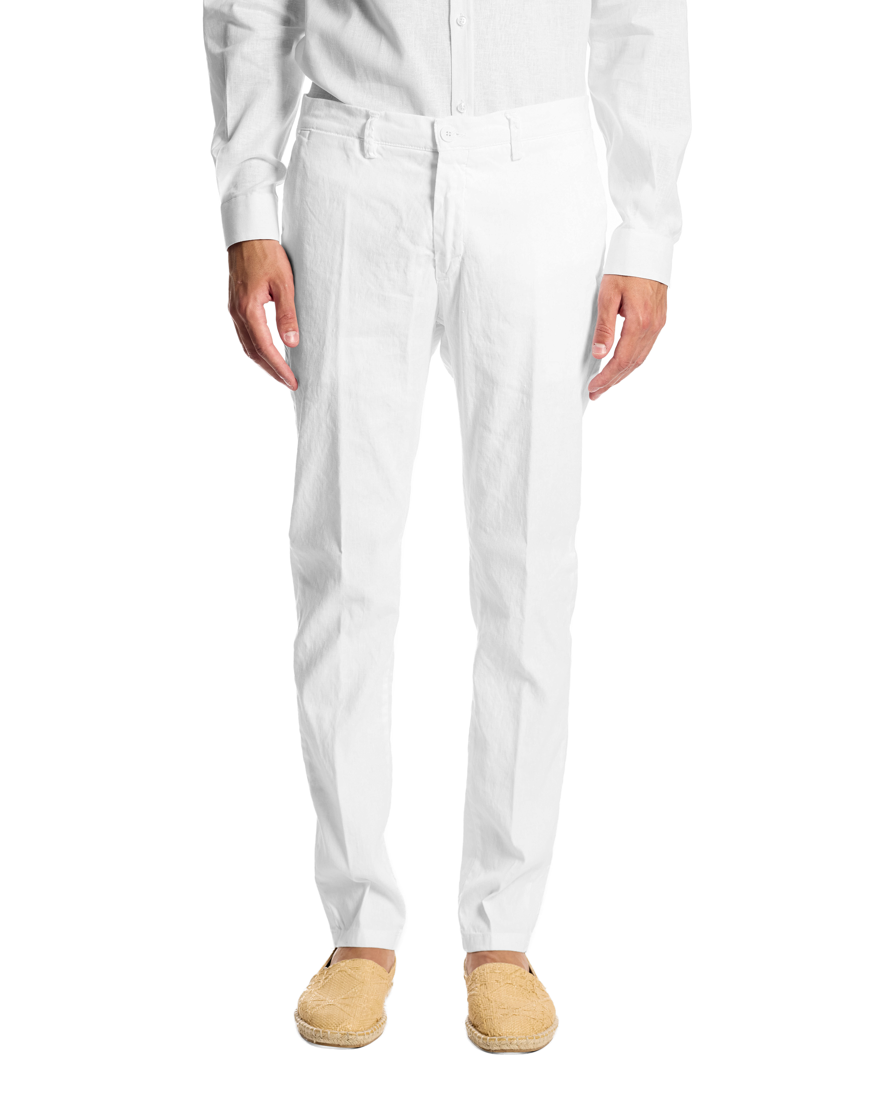 Pantalone in lino stretch Bianco