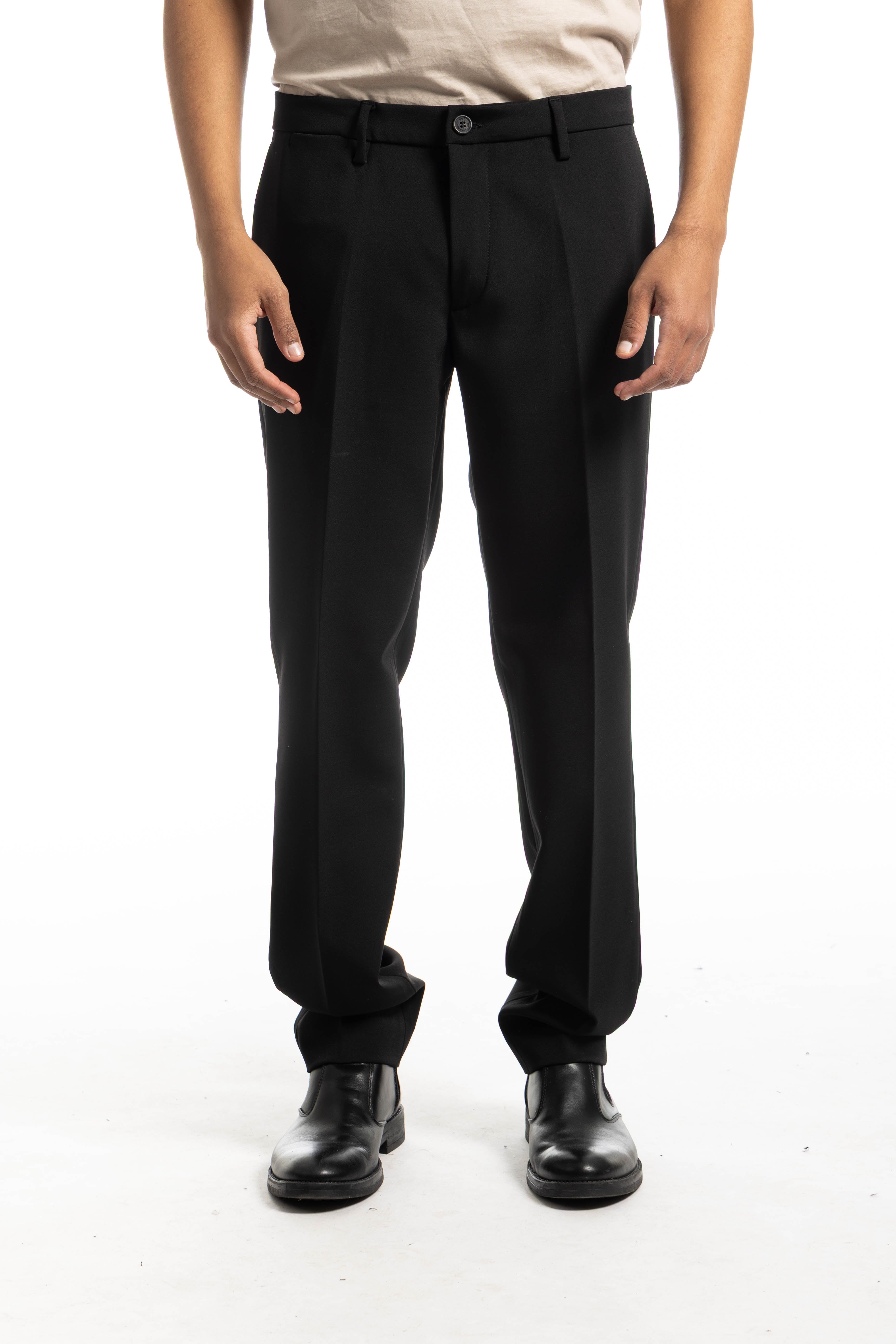 Pantalone slim regular in tessuto stretch ritorto