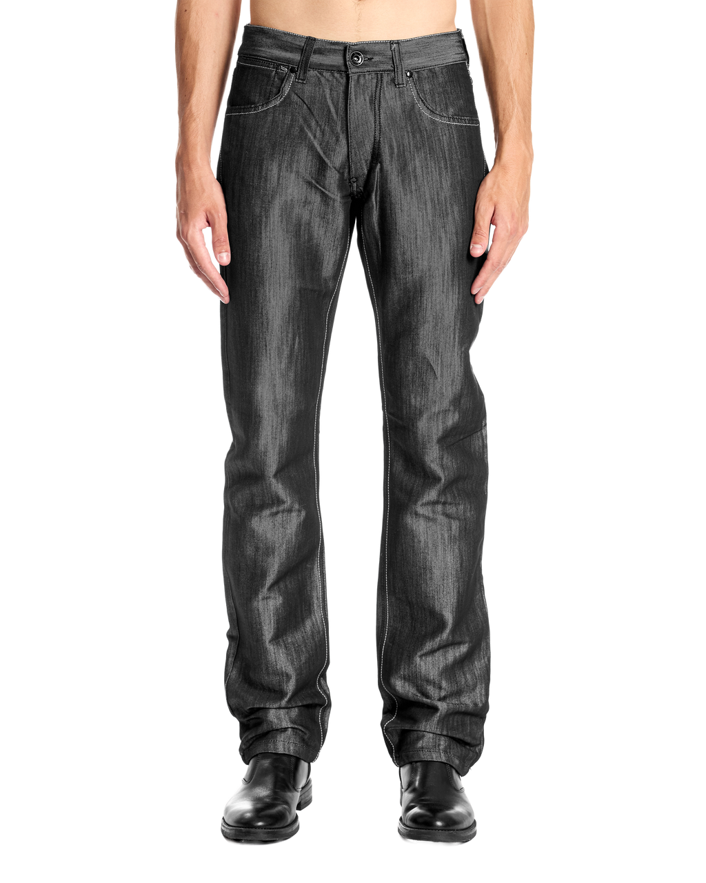 Jeans effetto metallico