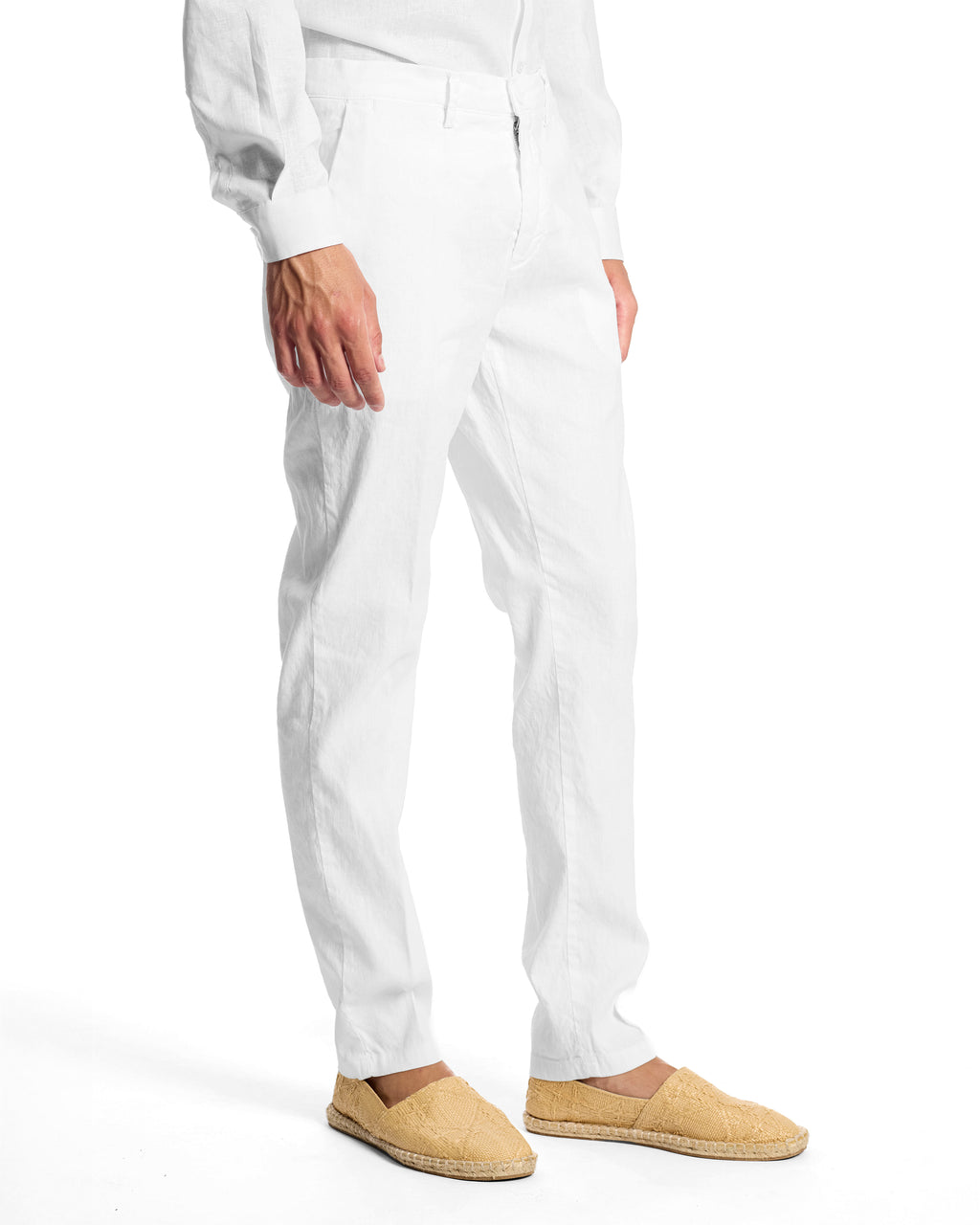 Pantalone in lino stretch Bianco