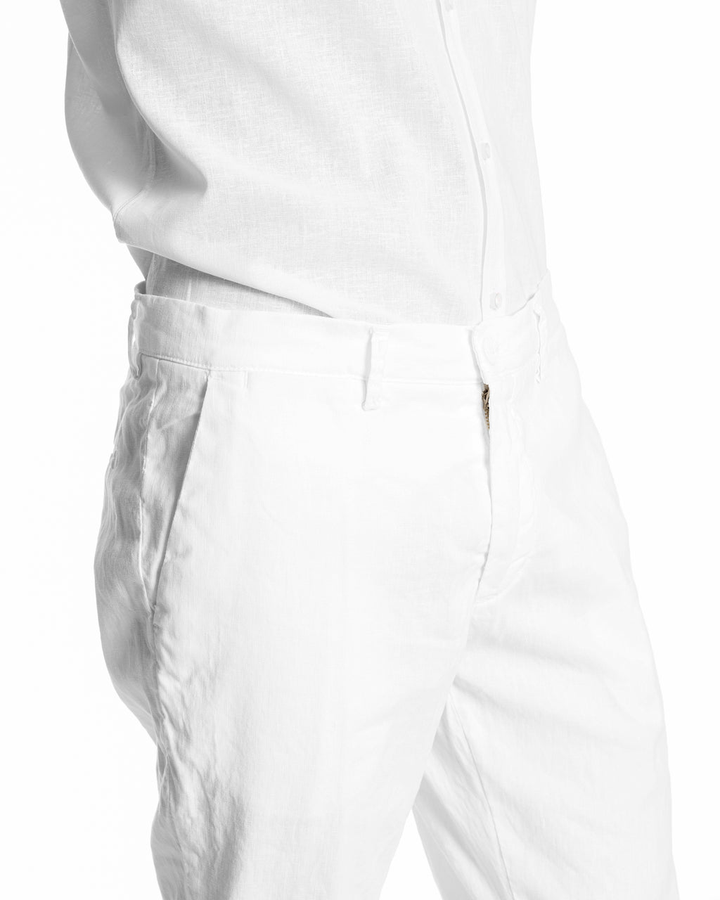 Pantalone in lino stretch Bianco