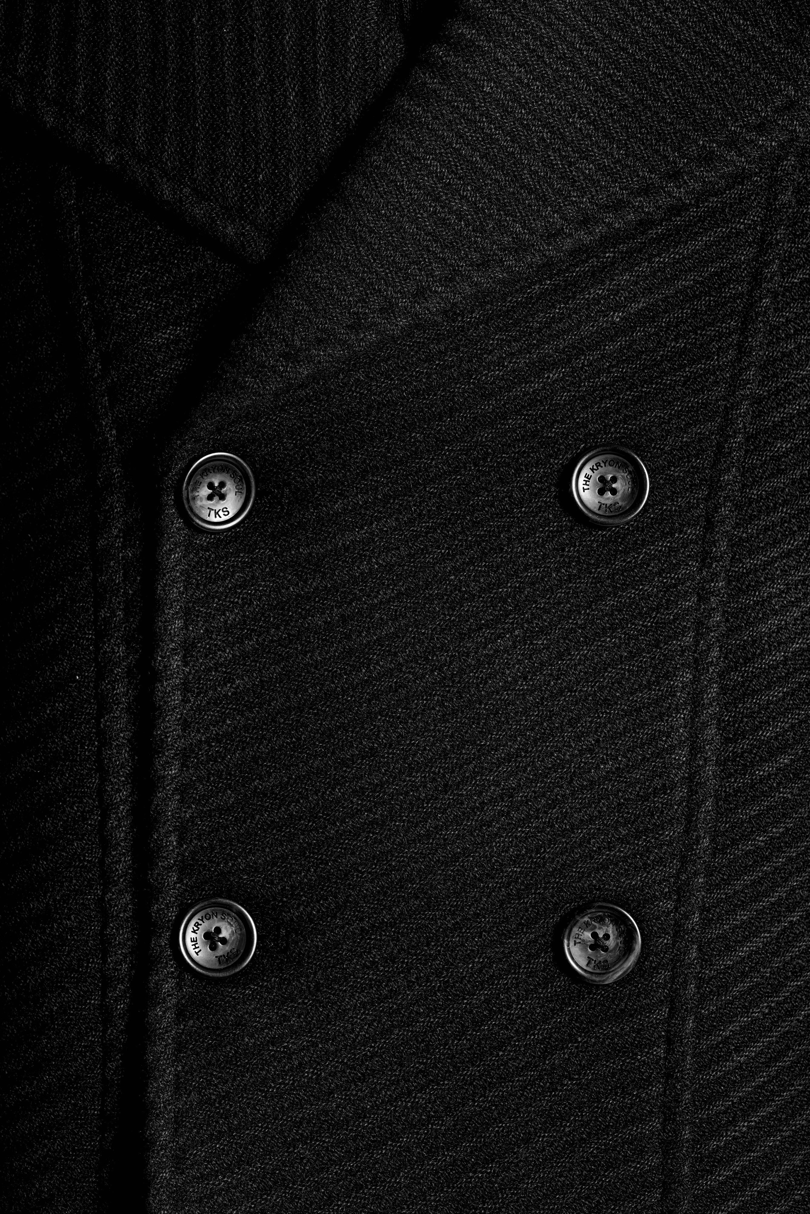 Doppiopetto Crop in Tessuto a Trama Diagonale
