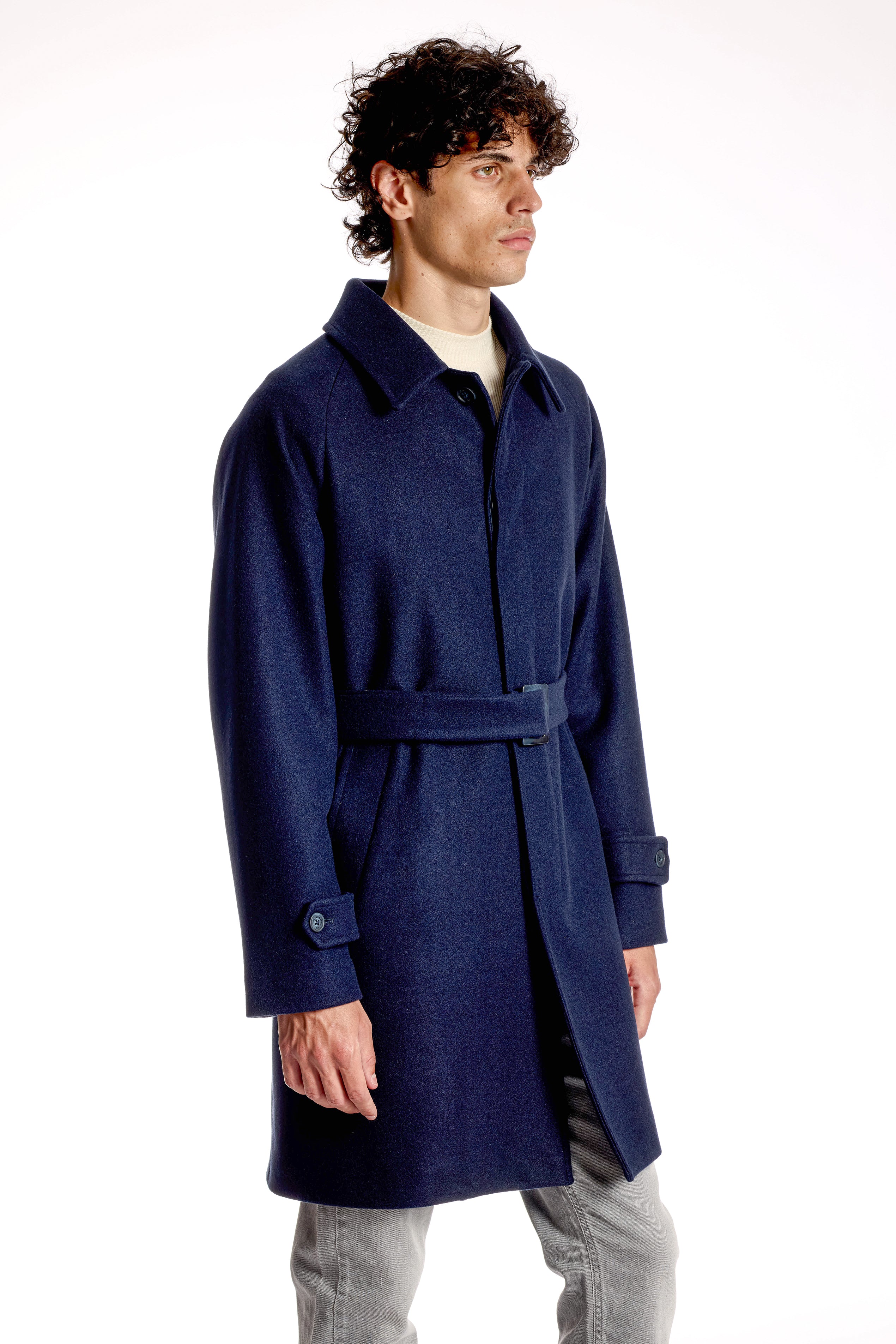 Cappotto Raglan con Cintura Removibile