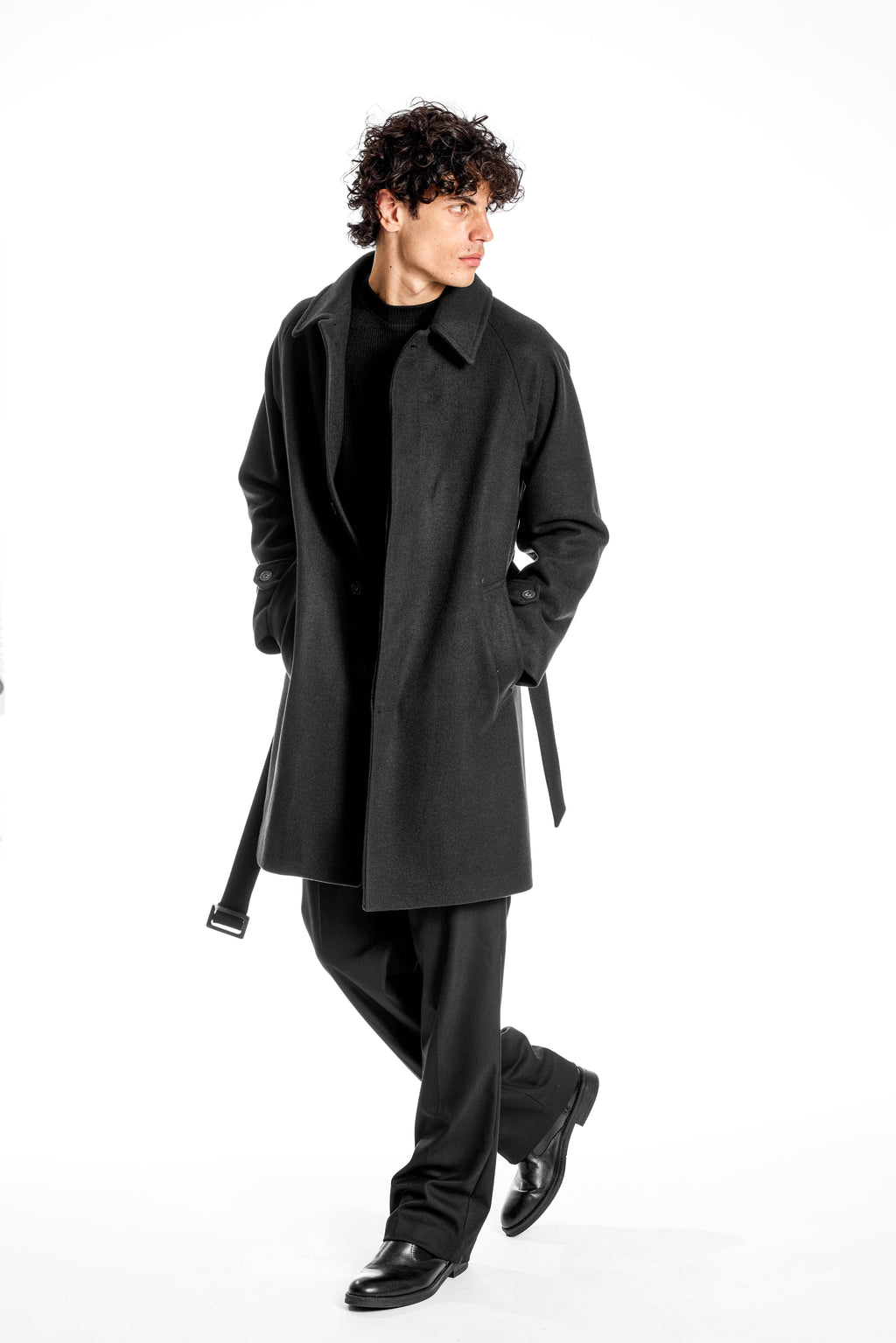 Cappotto Raglan con Cintura Removibile