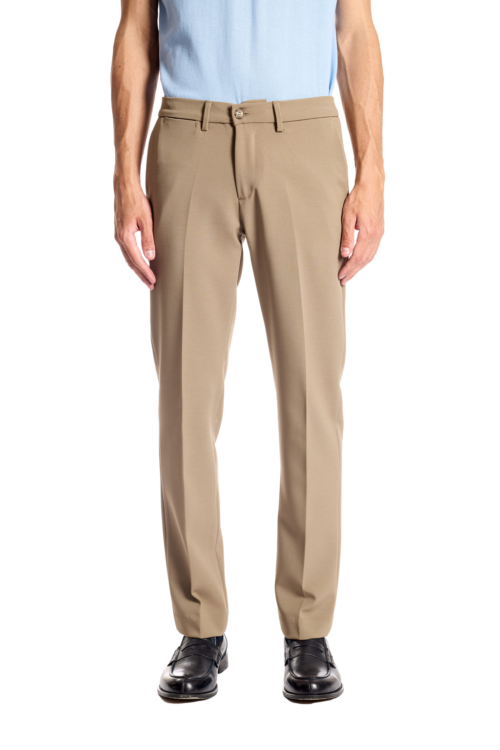 Pantalone slim regular in tessuto stretch ritorto