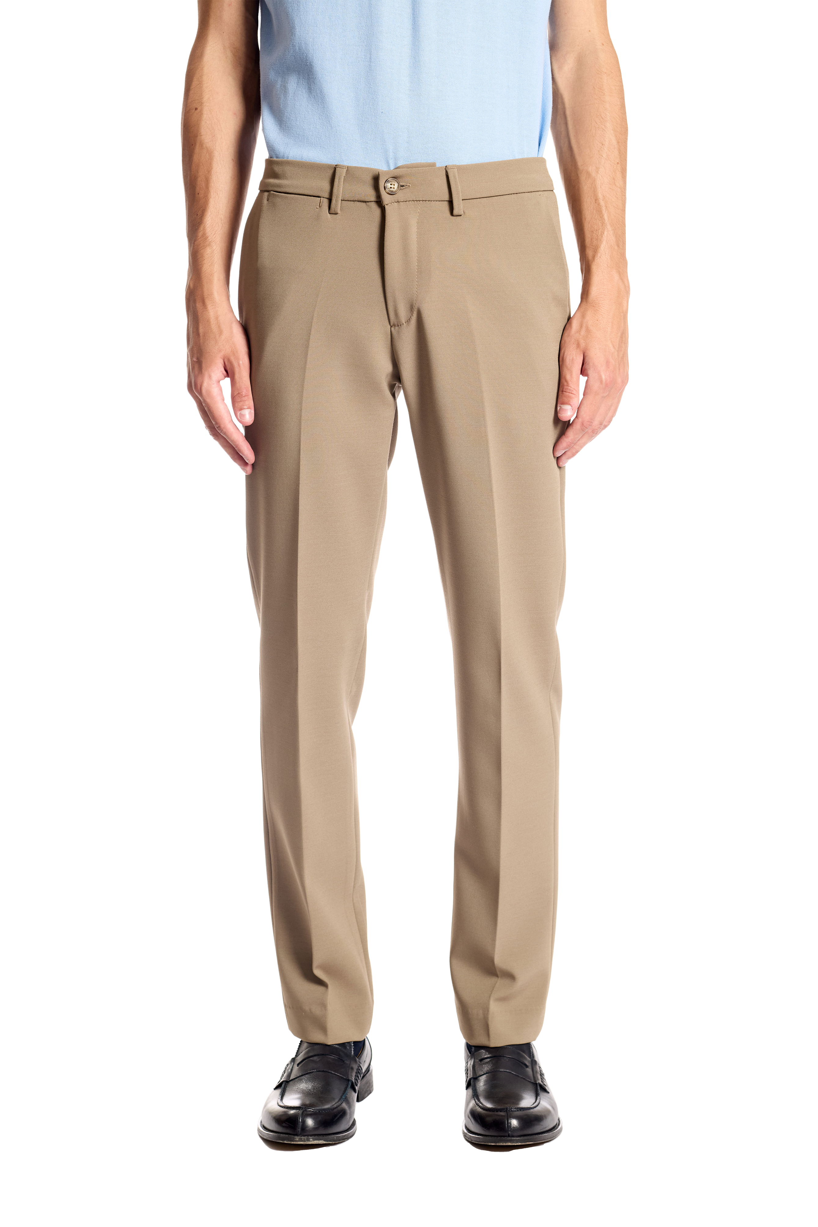 Pantalone slim regular in tessuto stretch ritorto