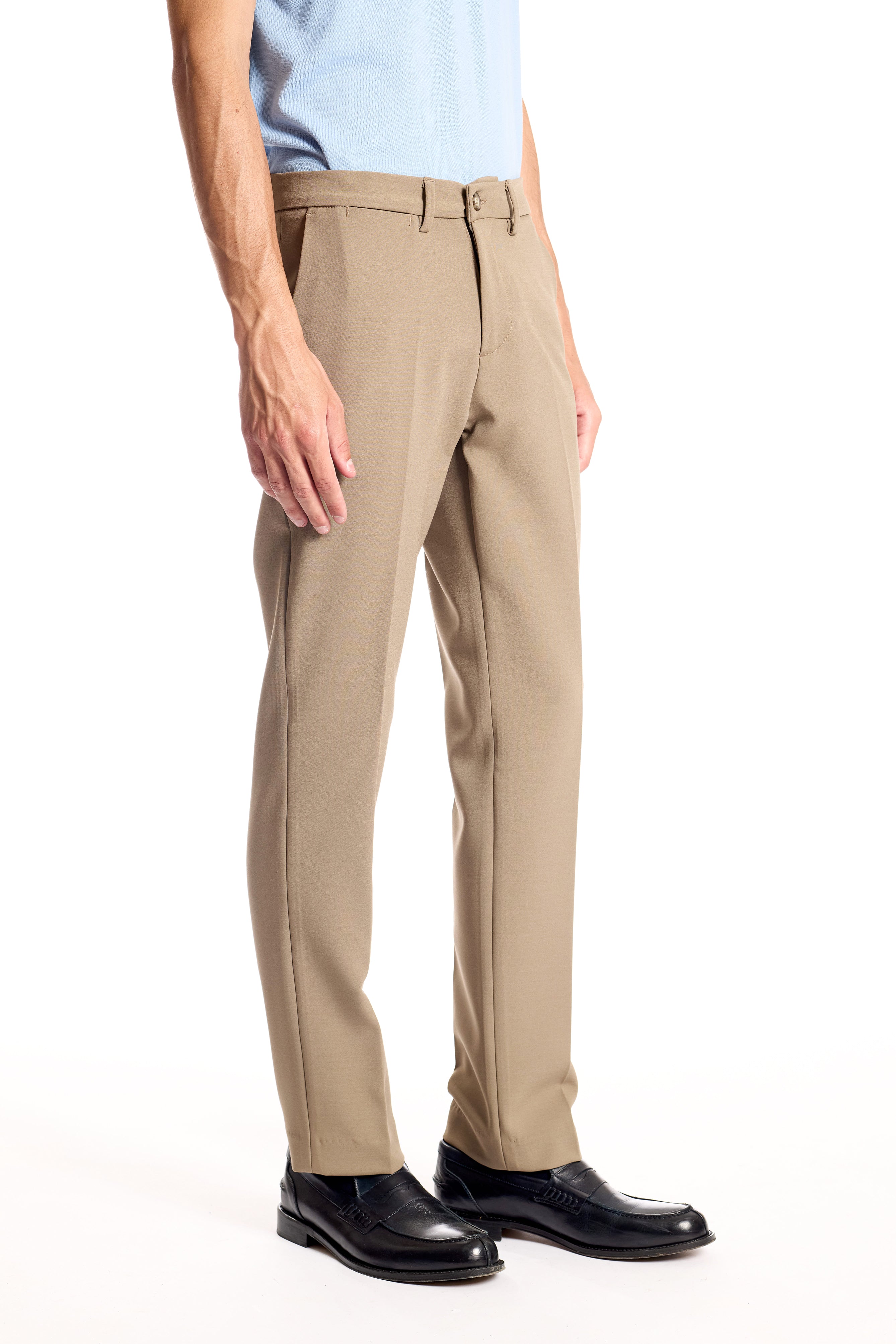 Pantalone slim regular in tessuto stretch ritorto
