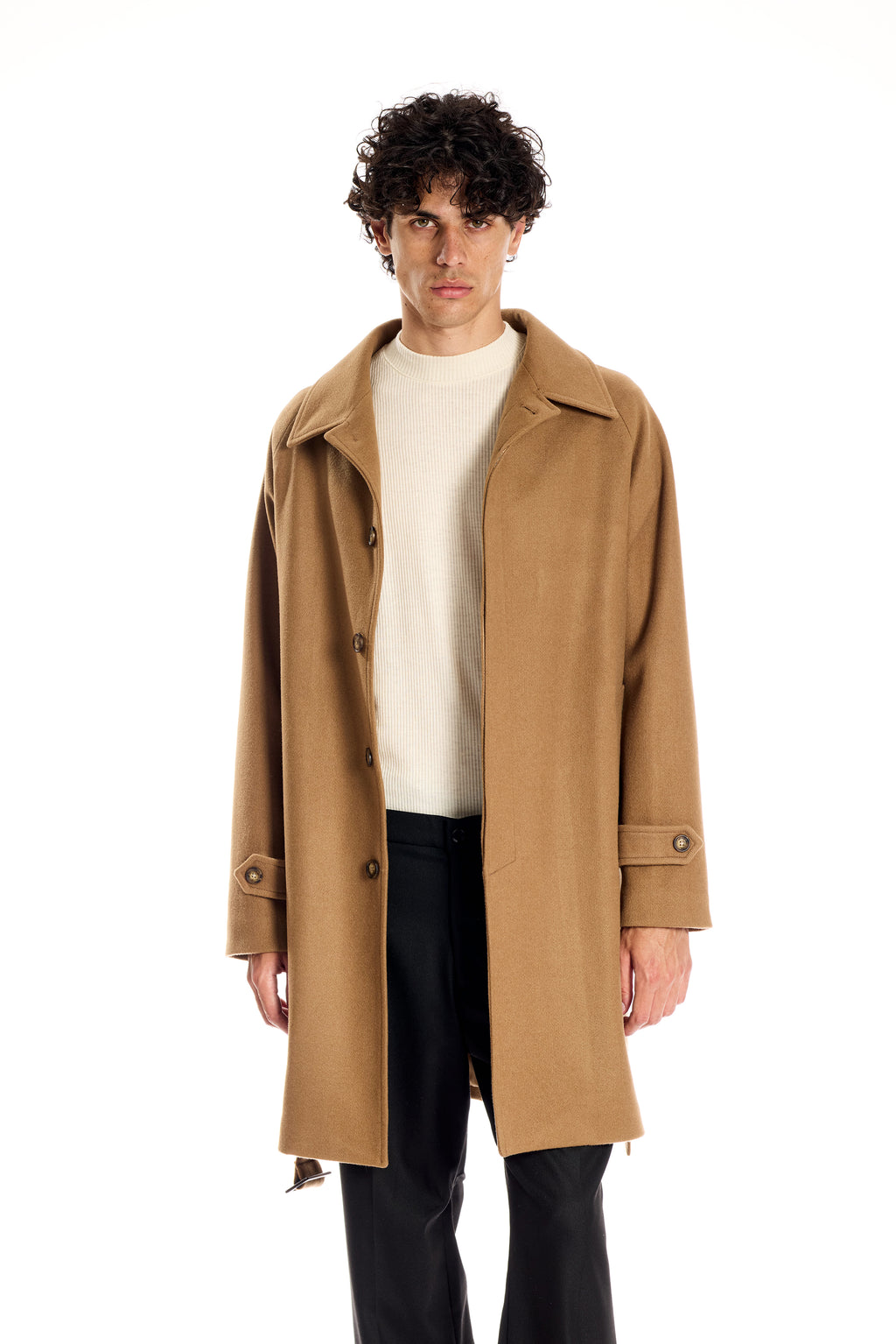 Cappotto Raglan con Cintura Removibile