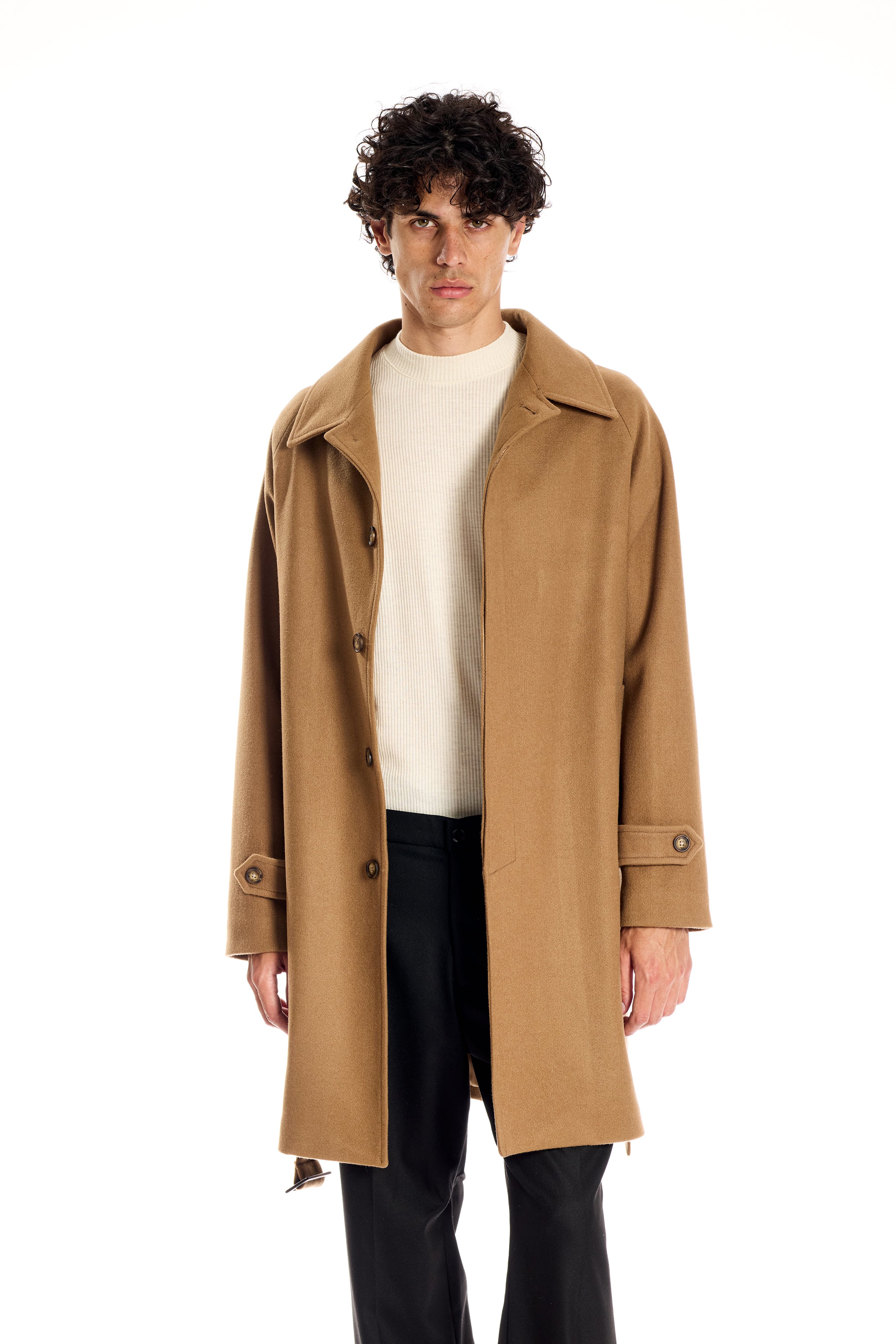 Cappotto Raglan con Cintura Removibile