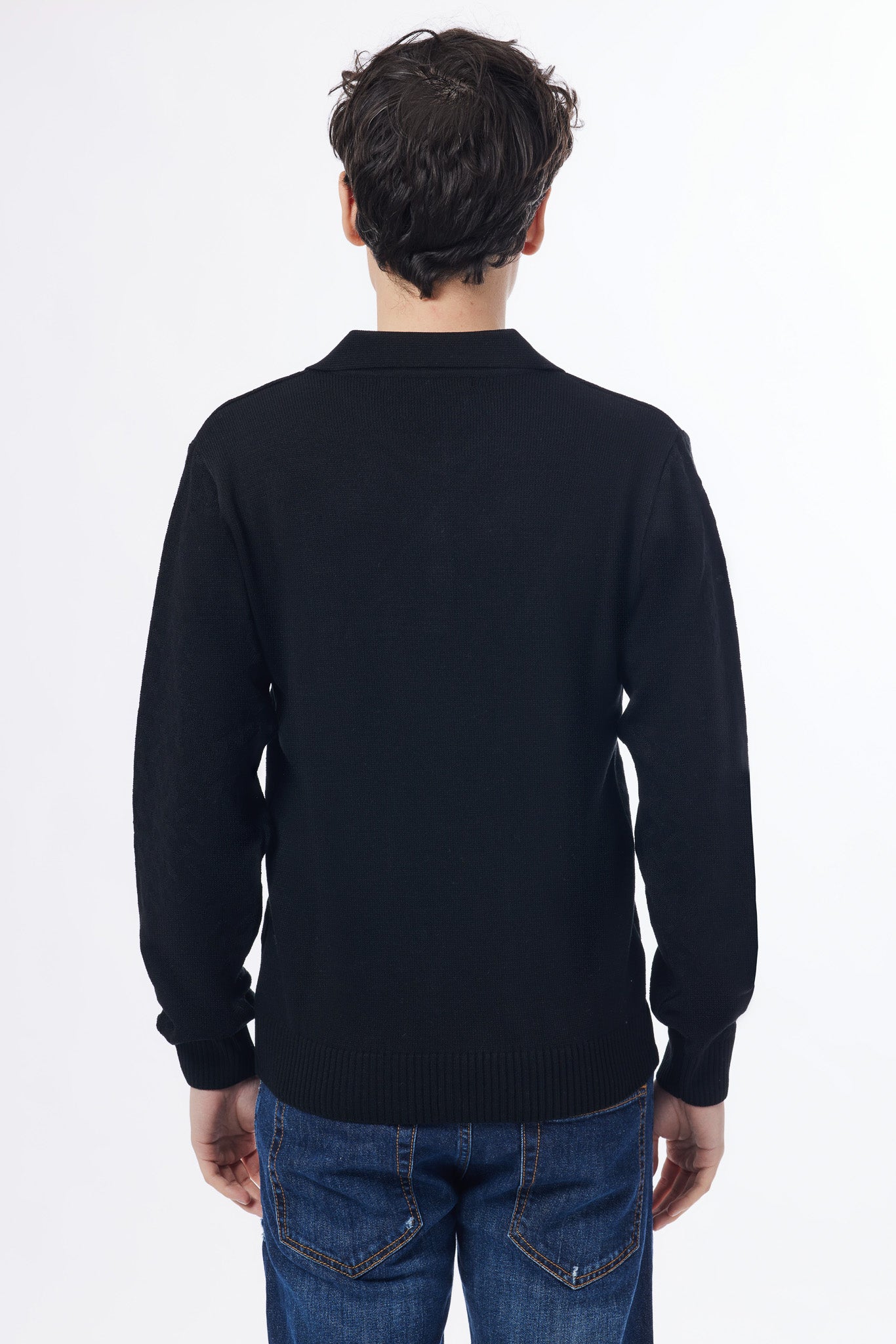 Polo a manica lunga in punto maglia operata